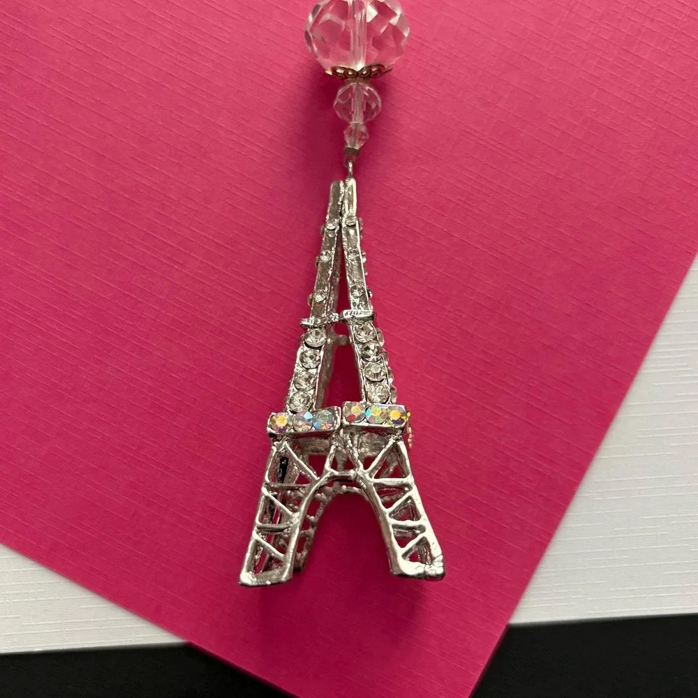 Eiffel Tower Rhinestone Crystal Bead Paris Purse‎ Charm Keychain Bag Accessory